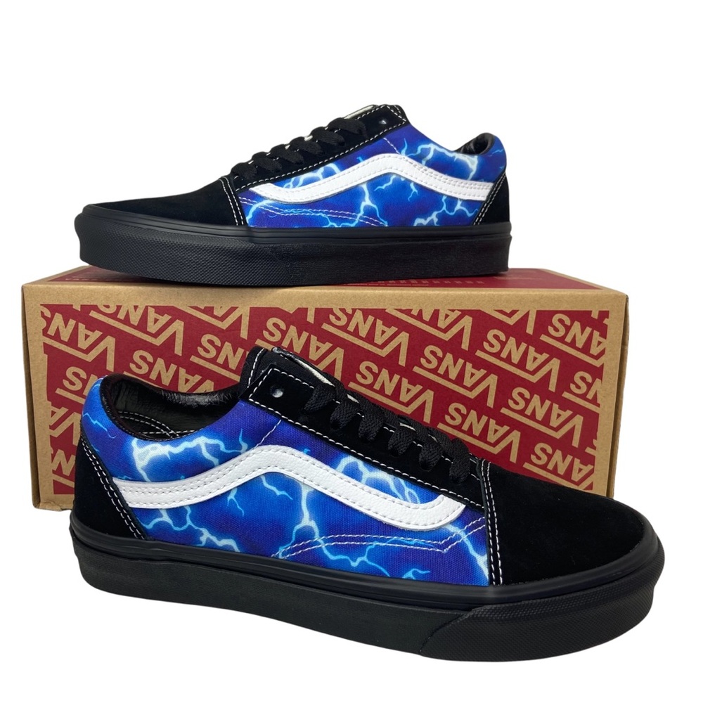 Vans Old Skool Skate Shoe Black Lightning Sneakers Blue - Picture 6 of 16